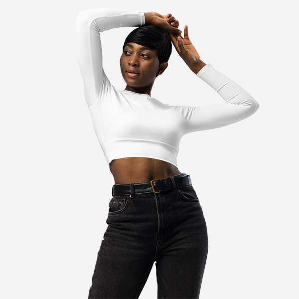 All-Over Print Recycled Långärmad Crop Top